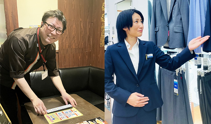 出向先で勤務している二人の様子（左から須永さん、松元さん）